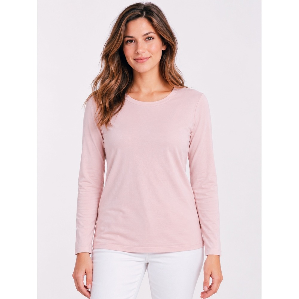 Chicos Long Sleeve Pima Cotton Modal Blend Tee Smoke Pink Size 0 S